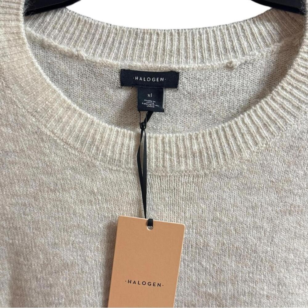 NWT Halogen Crewneck Cream Beige Long Sleeve Mini Sweater Dress Size XL - Picture 8 of 8
